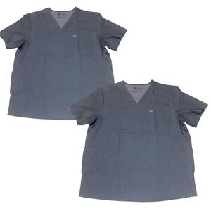 Lot of 2 Men’s Figs Chisec Grey Scrub Tops | Size XXL